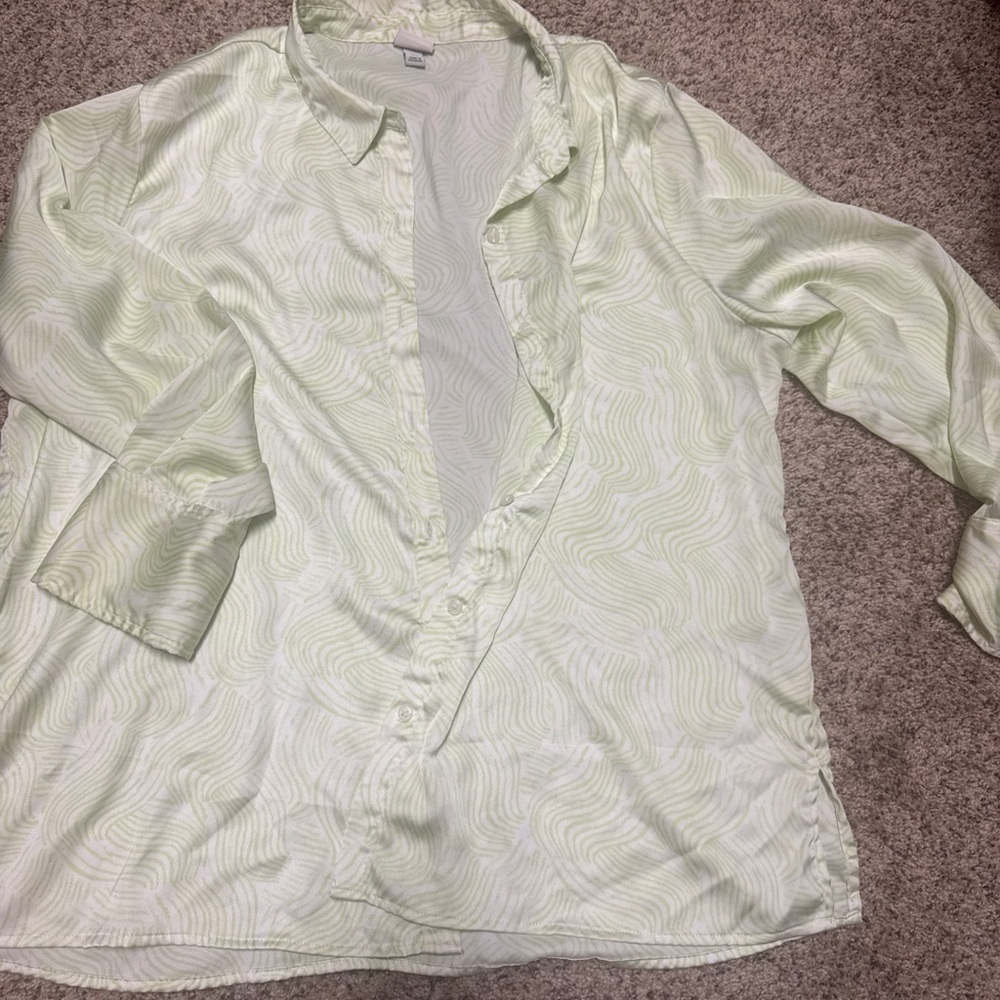 A New Day Satin Light Green Women's Top